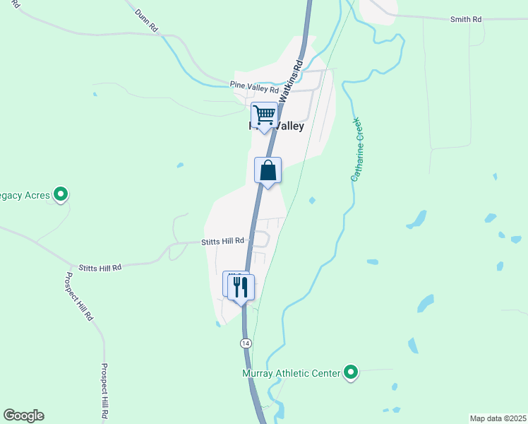 map of restaurants, bars, coffee shops, grocery stores, and more near 3606 Watkins Rd in Pine Valley