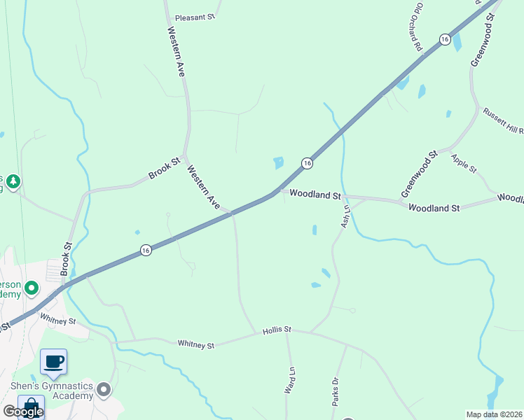 map of restaurants, bars, coffee shops, grocery stores, and more near 215 Washington Street in Sherborn
