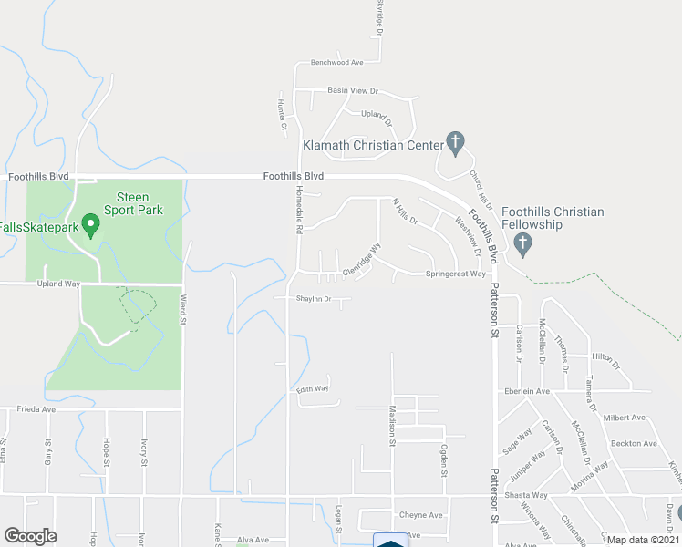 map of restaurants, bars, coffee shops, grocery stores, and more near 5511 Glenridge Way in Klamath Falls