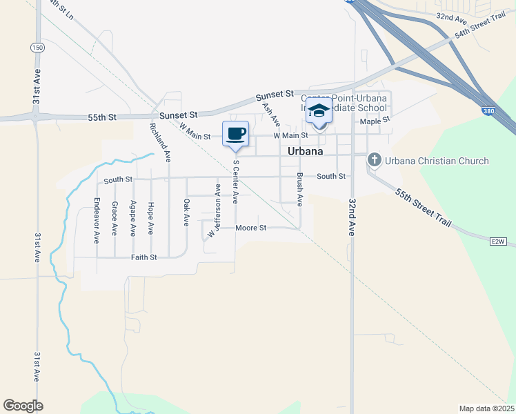 map of restaurants, bars, coffee shops, grocery stores, and more near 509 Burrell Street in Urbana