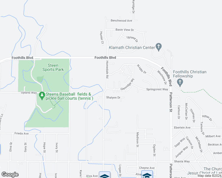 map of restaurants, bars, coffee shops, grocery stores, and more near 5453 Glenridge Way in Klamath Falls