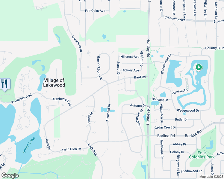 map of restaurants, bars, coffee shops, grocery stores, and more near 7404 Pheasant Drive in Village of Lakewood