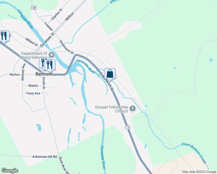 map of restaurants, bars, coffee shops, grocery stores, and more near 43 Greenwich Street in Belmont