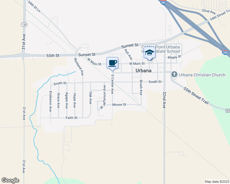 map of restaurants, bars, coffee shops, grocery stores, and more near 509 Burrell Street in Urbana