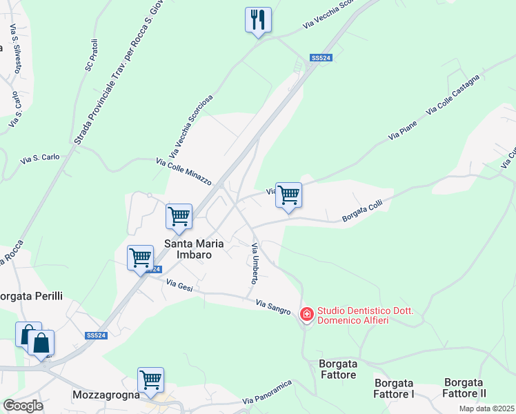 map of restaurants, bars, coffee shops, grocery stores, and more near 50A Via Piane in Santa Maria Imbaro