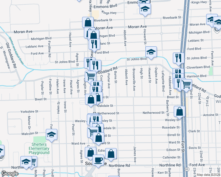 map of restaurants, bars, coffee shops, grocery stores, and more near 4203 Porter Avenue in Lincoln Park