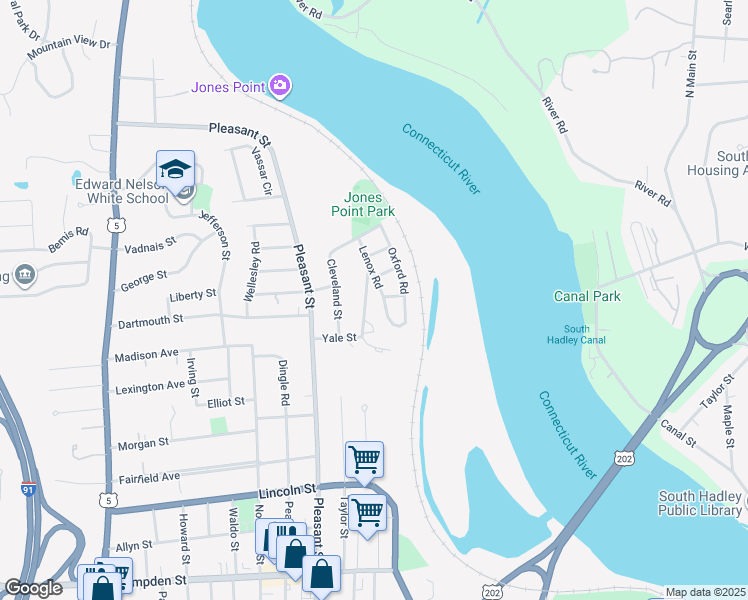 map of restaurants, bars, coffee shops, grocery stores, and more near 58 Park Slope in Holyoke