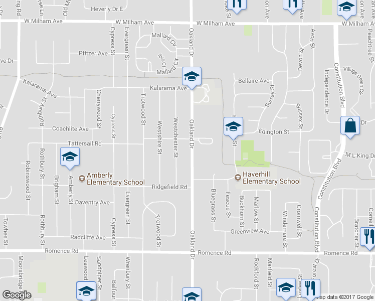 map of restaurants, bars, coffee shops, grocery stores, and more near 6528 Oakland Drive in Portage