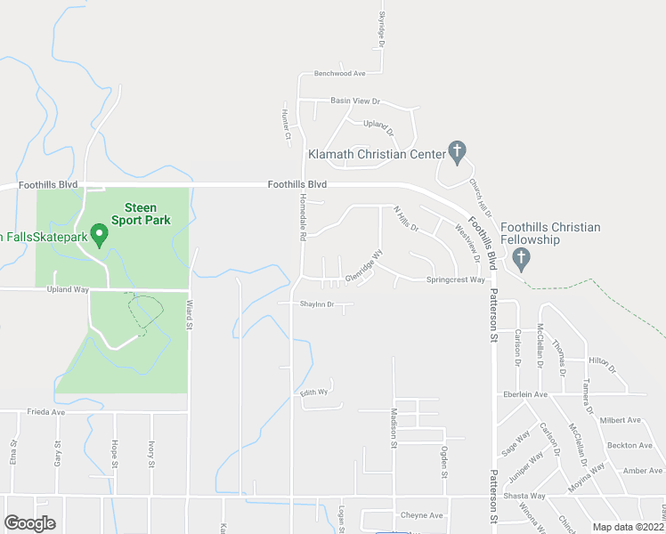 map of restaurants, bars, coffee shops, grocery stores, and more near 5503 Glenridge Way in Klamath Falls
