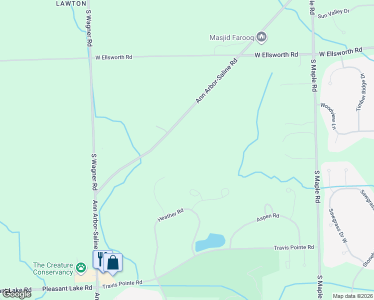 map of restaurants, bars, coffee shops, grocery stores, and more near 4301 Ann Arbor-Saline Road in Ann Arbor