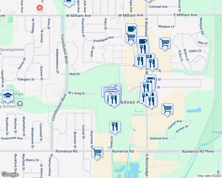 map of restaurants, bars, coffee shops, grocery stores, and more near 550 Ring Rd in Portage