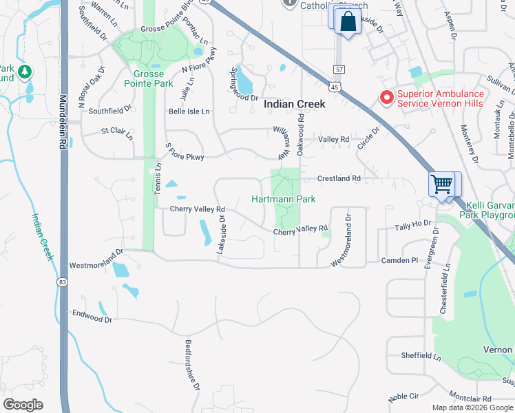 map of restaurants, bars, coffee shops, grocery stores, and more near 712 Cherry Valley Road in Vernon Hills
