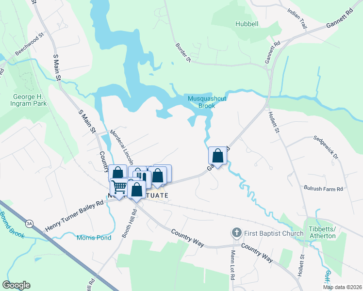 map of restaurants, bars, coffee shops, grocery stores, and more near 26 Mordecai Lincoln Road in Scituate