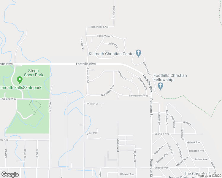 map of restaurants, bars, coffee shops, grocery stores, and more near 5628 Glenridge Way in Klamath Falls