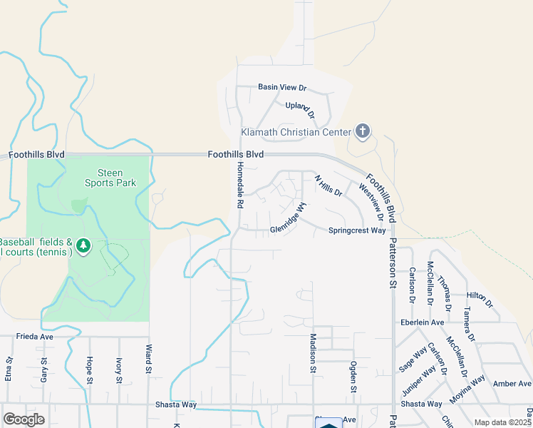 map of restaurants, bars, coffee shops, grocery stores, and more near 5521 Glenridge Way in Klamath Falls