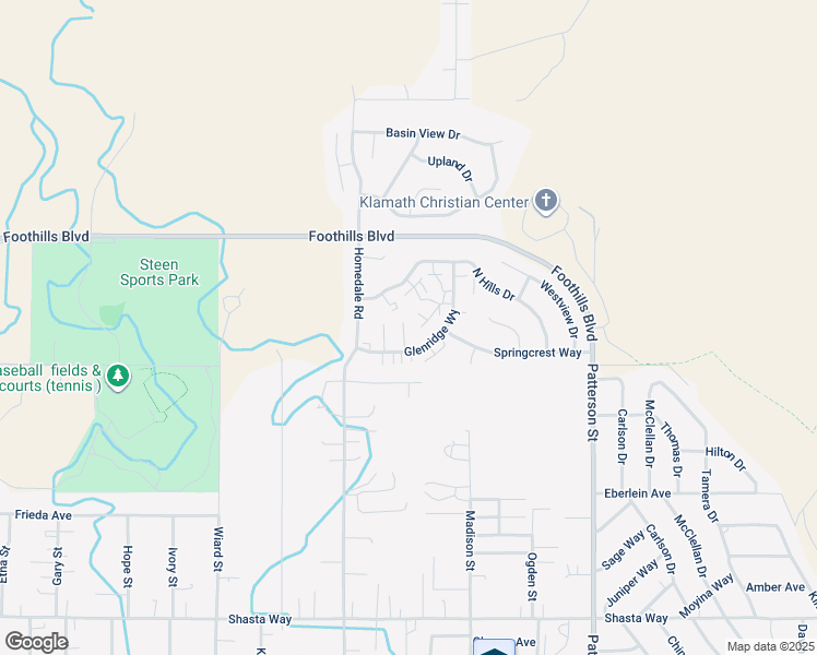 map of restaurants, bars, coffee shops, grocery stores, and more near 5557 Glenridge Way in Klamath Falls