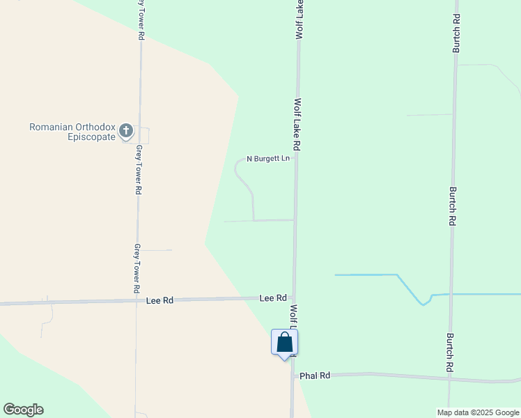 map of restaurants, bars, coffee shops, grocery stores, and more near 2445 North Burgett Lane in Grass Lake