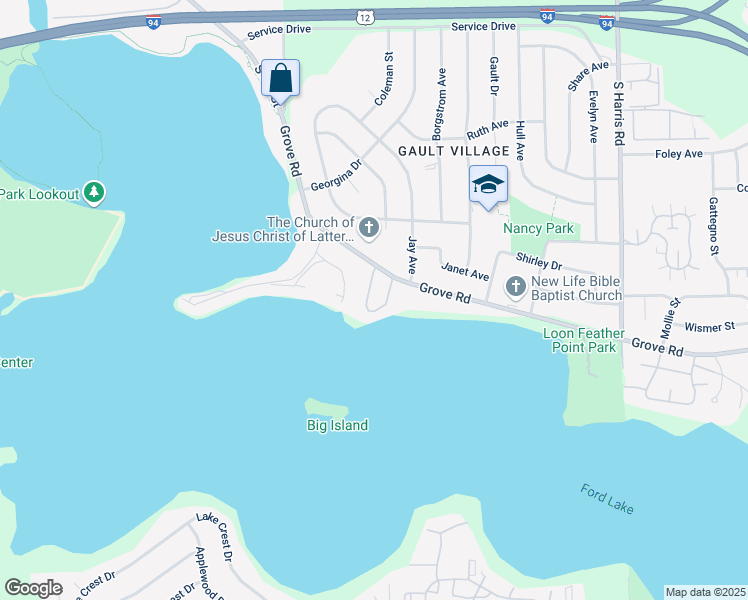 map of restaurants, bars, coffee shops, grocery stores, and more near 1632 Laurel Bay Drive in Ypsilanti