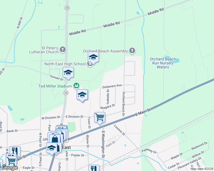 map of restaurants, bars, coffee shops, grocery stores, and more near 96 Isabella St in North East