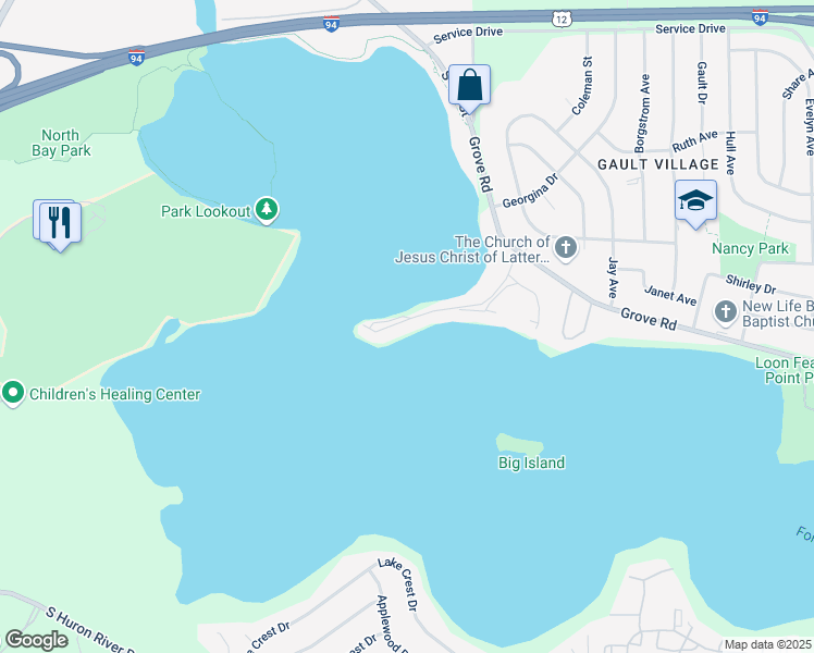 map of restaurants, bars, coffee shops, grocery stores, and more near 750 Cliffs Drive in Ypsilanti