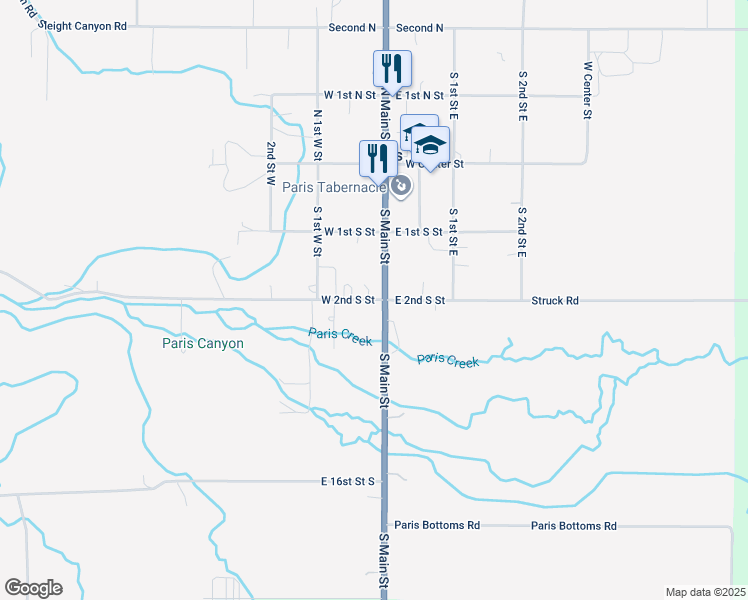 map of restaurants, bars, coffee shops, grocery stores, and more near 34 W 2nd S St in Paris