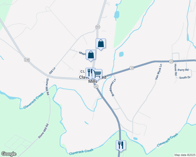 map of restaurants, bars, coffee shops, grocery stores, and more near 9 New York 23 in Claverack-Red Mills