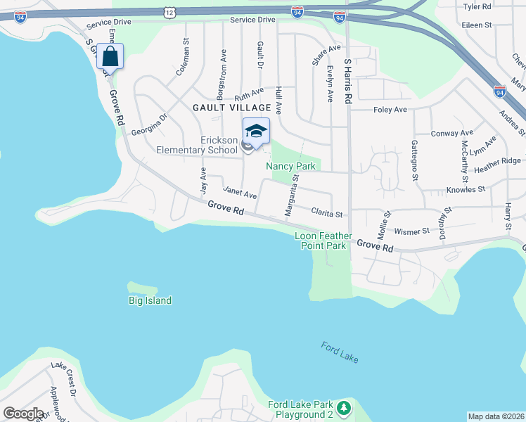 map of restaurants, bars, coffee shops, grocery stores, and more near 1166 South Grove Road in Ypsilanti