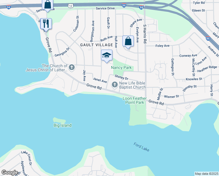 map of restaurants, bars, coffee shops, grocery stores, and more near 1166 South Grove Road in Ypsilanti