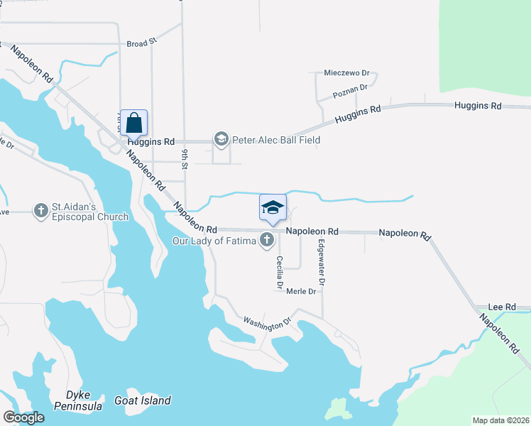 map of restaurants, bars, coffee shops, grocery stores, and more near 910 Napoleon Road in Michigan Center