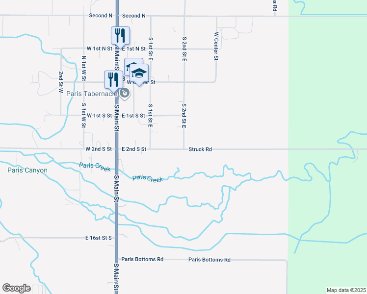 map of restaurants, bars, coffee shops, grocery stores, and more near 192 South 2nd East Street in Paris