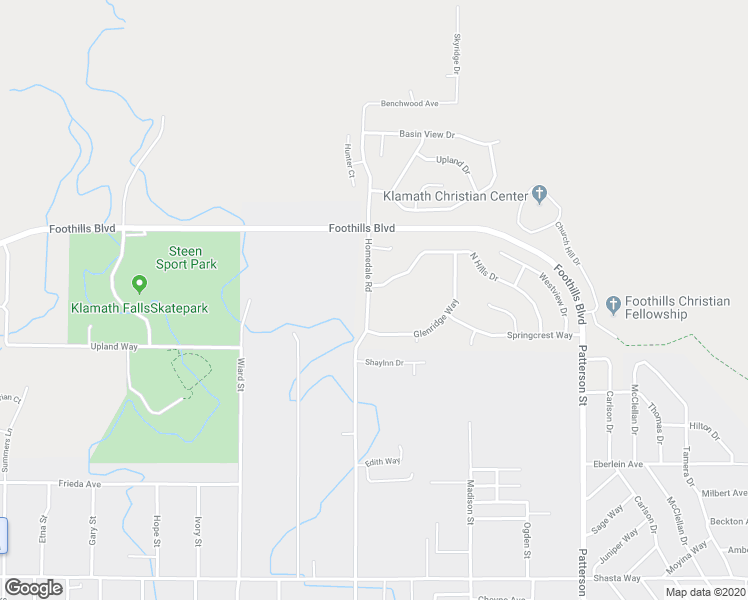 map of restaurants, bars, coffee shops, grocery stores, and more near 5429 Glenridge Way in Klamath Falls