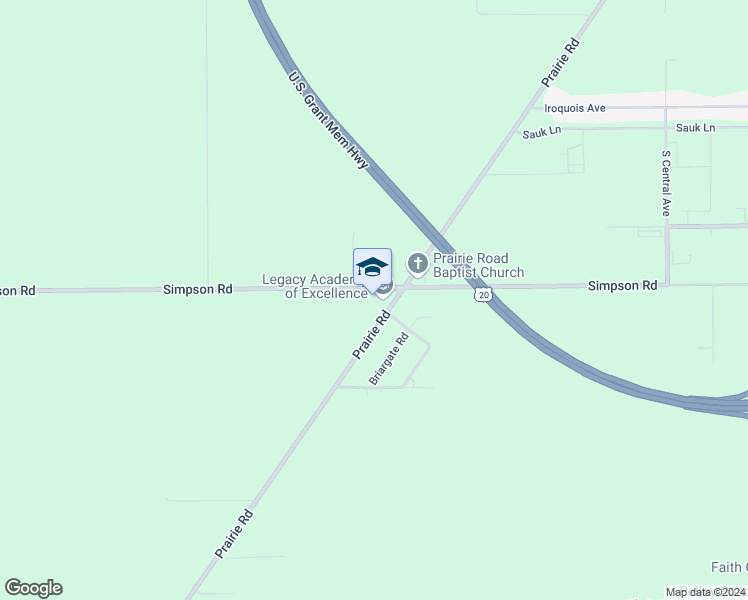map of restaurants, bars, coffee shops, grocery stores, and more near 4029 Prairie Road in Rockford