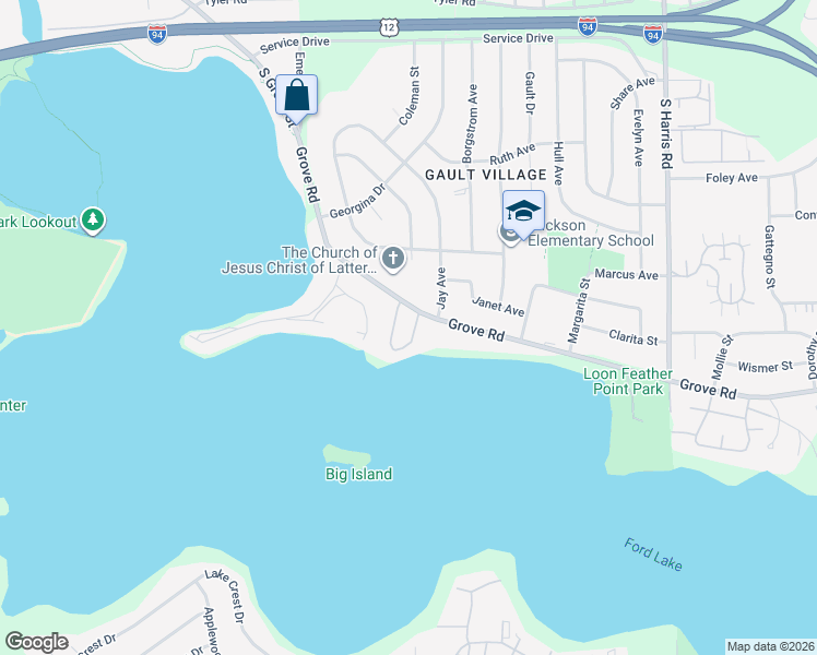 map of restaurants, bars, coffee shops, grocery stores, and more near 1632 Laurel Bay Drive in Ypsilanti