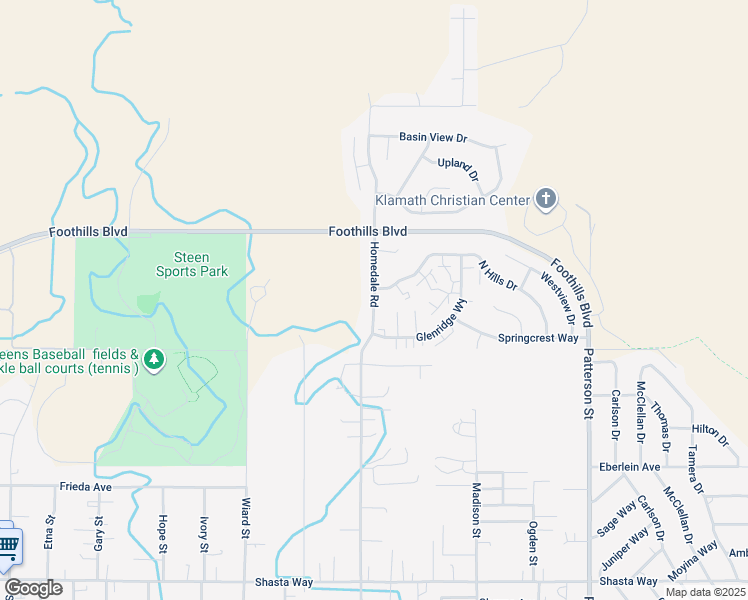 map of restaurants, bars, coffee shops, grocery stores, and more near 873 Homedale Road in Klamath Falls