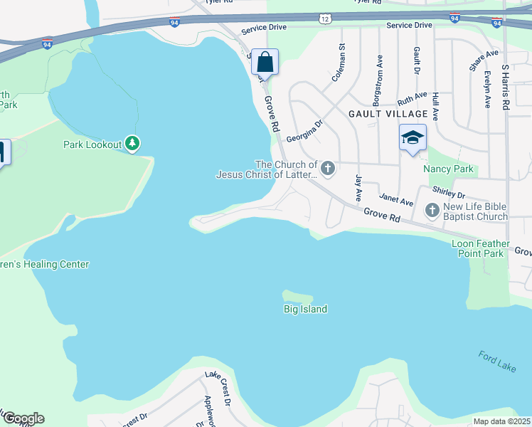 map of restaurants, bars, coffee shops, grocery stores, and more near 859 Cliffs Drive in Ypsilanti