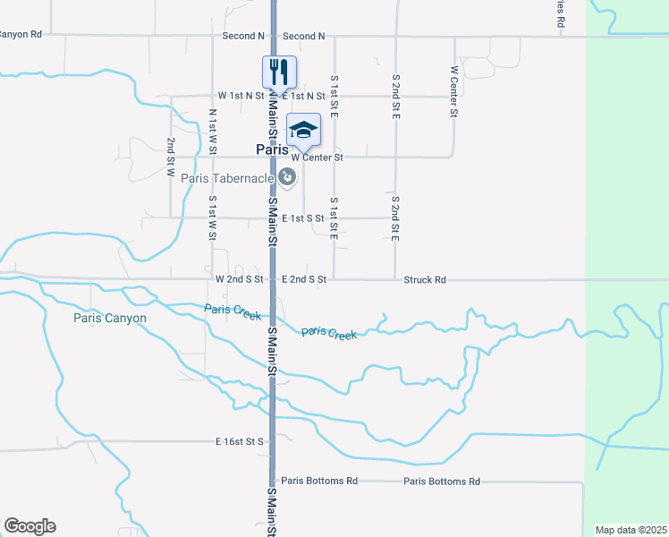 map of restaurants, bars, coffee shops, grocery stores, and more near 165 South 1st East Street in Paris