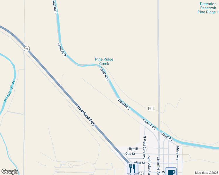 map of restaurants, bars, coffee shops, grocery stores, and more near Road 44 in Fort Laramie