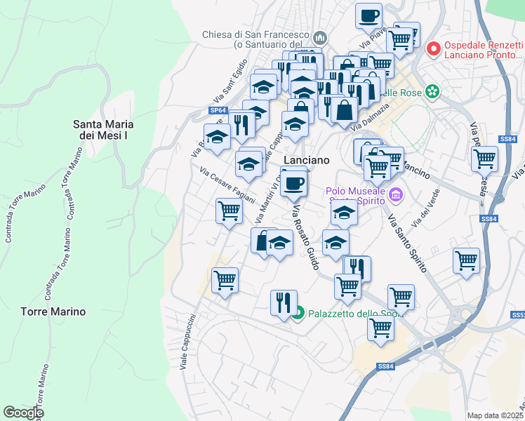 map of restaurants, bars, coffee shops, grocery stores, and more near 4 Via Cesare Fagiani in Lanciano