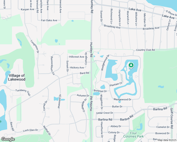 map of restaurants, bars, coffee shops, grocery stores, and more near 8610 Bard Road in Crystal Lake