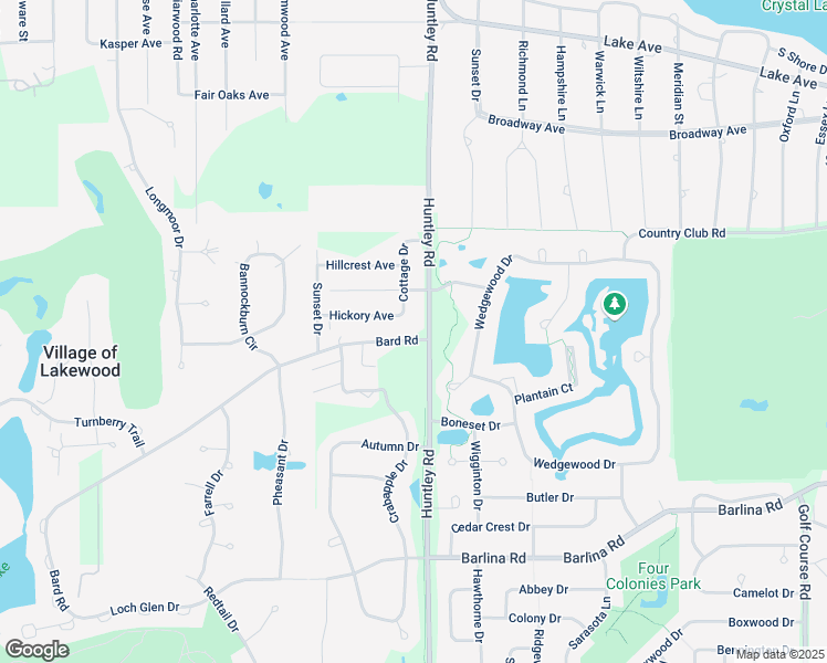 map of restaurants, bars, coffee shops, grocery stores, and more near 8610 Bard Road in Crystal Lake