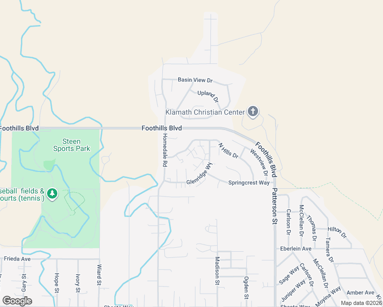 map of restaurants, bars, coffee shops, grocery stores, and more near 5456 North Hills Drive in Klamath Falls