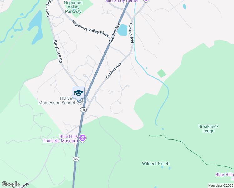 map of restaurants, bars, coffee shops, grocery stores, and more near 1656 Canton Avenue in Milton