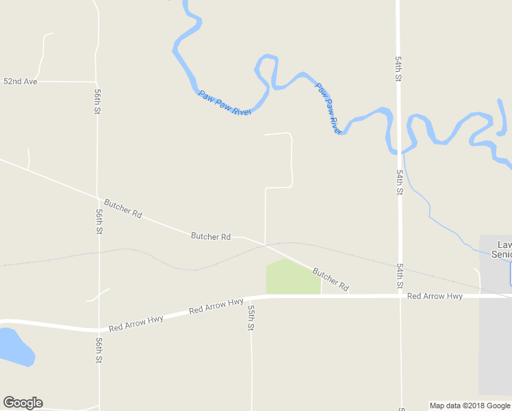 map of restaurants, bars, coffee shops, grocery stores, and more near 54942 Butcher Road in Lawrence