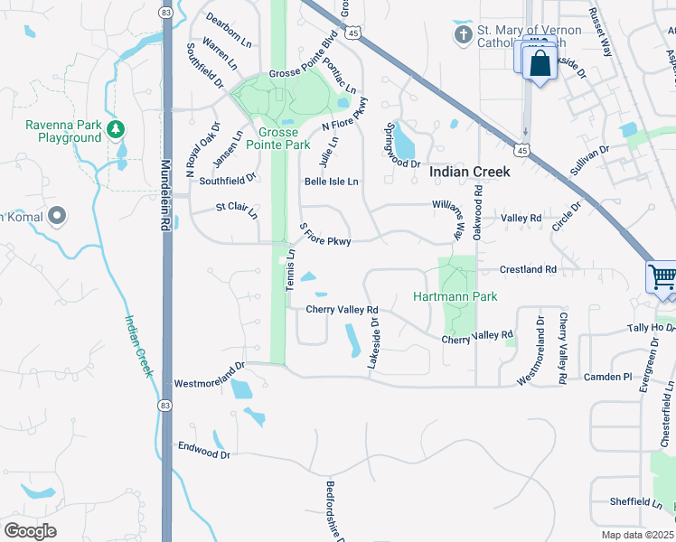 map of restaurants, bars, coffee shops, grocery stores, and more near 860 North Lakeside Drive in Vernon Hills