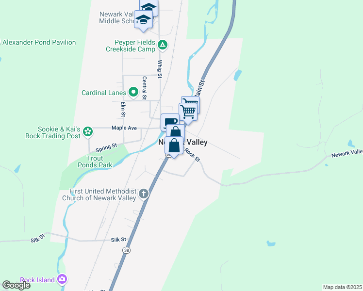 map of restaurants, bars, coffee shops, grocery stores, and more near in Newark Valley