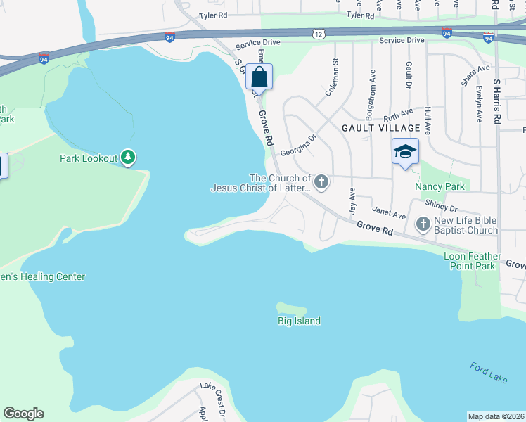 map of restaurants, bars, coffee shops, grocery stores, and more near 859 Cliffs Drive in Ypsilanti