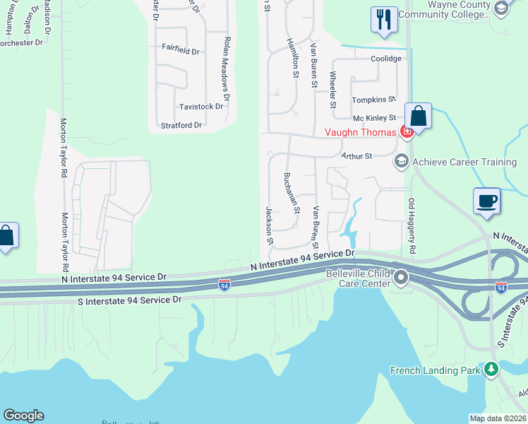 map of restaurants, bars, coffee shops, grocery stores, and more near 11000 Jackson Street in Belleville