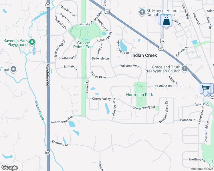 map of restaurants, bars, coffee shops, grocery stores, and more near 800 North Lakeside Drive in Vernon Hills
