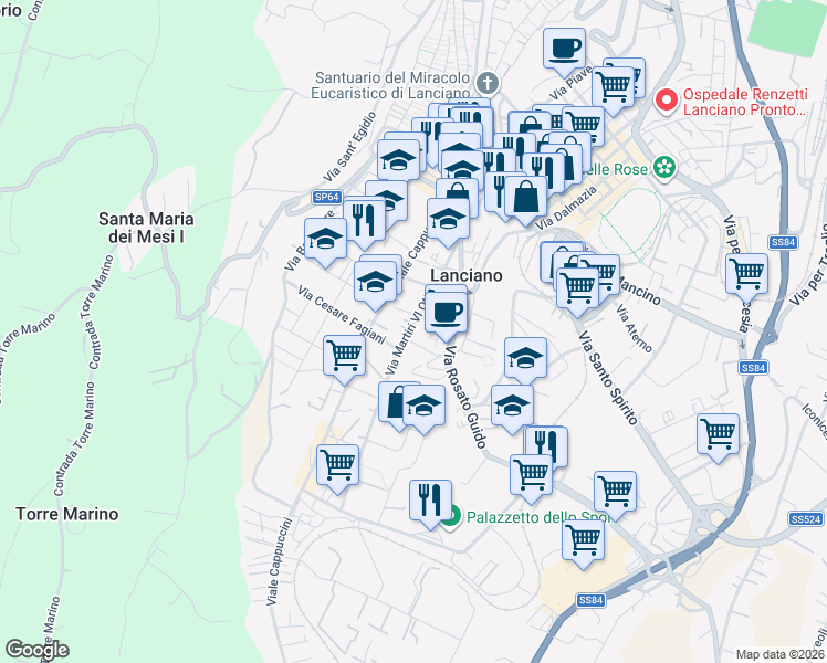 map of restaurants, bars, coffee shops, grocery stores, and more near 4 Via Cesare Fagiani in Lanciano