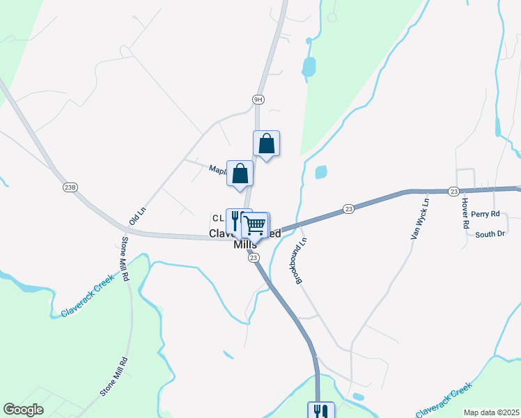 map of restaurants, bars, coffee shops, grocery stores, and more near 20 State Highway 9H in Claverack